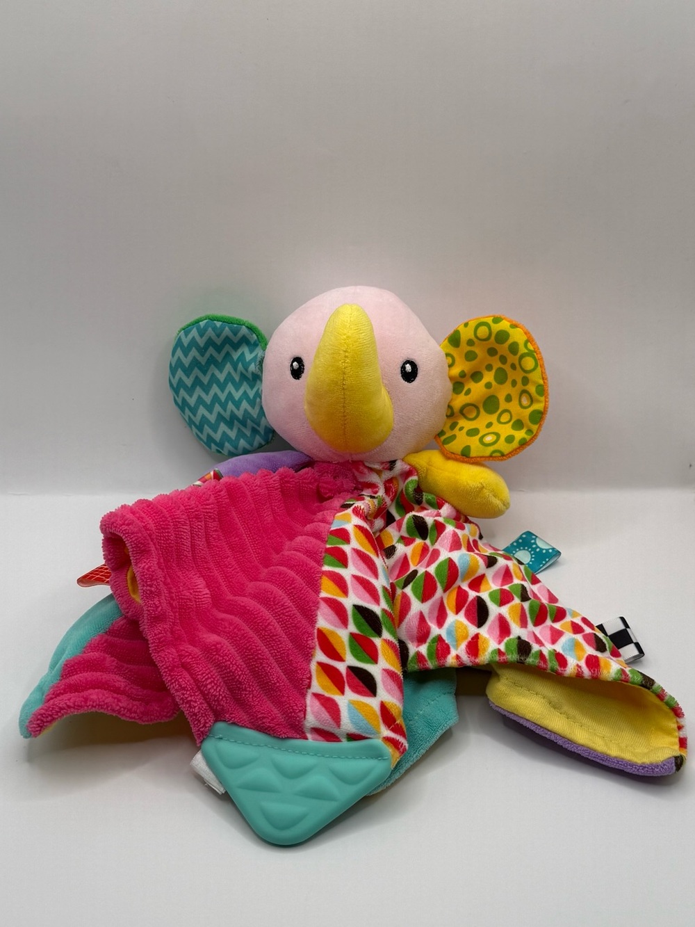 Linzy Baby Elephant Lovey Security Blanket Soother Patchwork Plush